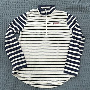 Pre-loved Navy & Off-White Striped Vineyard Vines Shep Shirt - Sz. Small